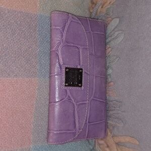 Dooney and Bourke Continental wallet in lavender croc leather